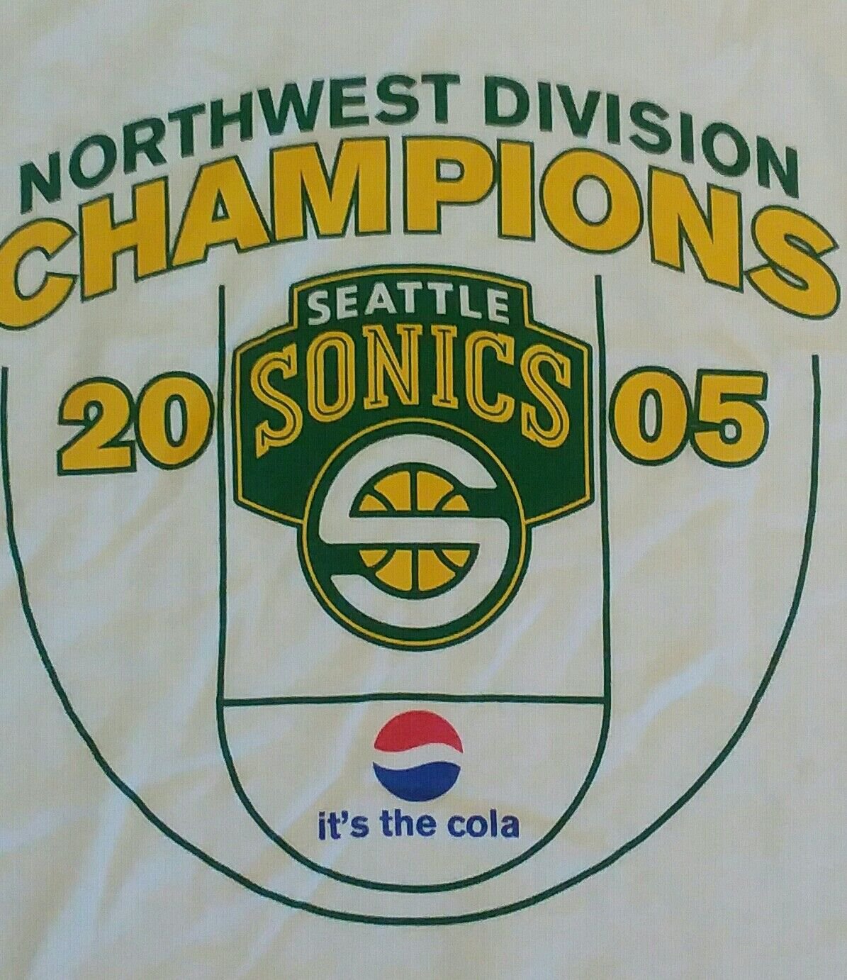 Seattle Super Sonics Pepsi Division Champs white t shirt XL nba basketball