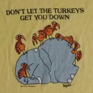 70s Funny turkey elephant true vintage stretch fit t shirt M 50/50 yellow