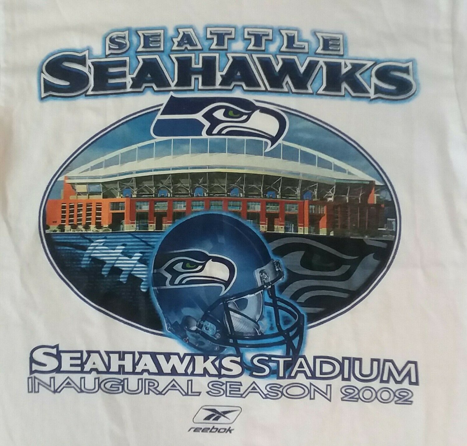 Seattle Seahawks Stadium Inaugural Season Reebok white t shirt S football Small