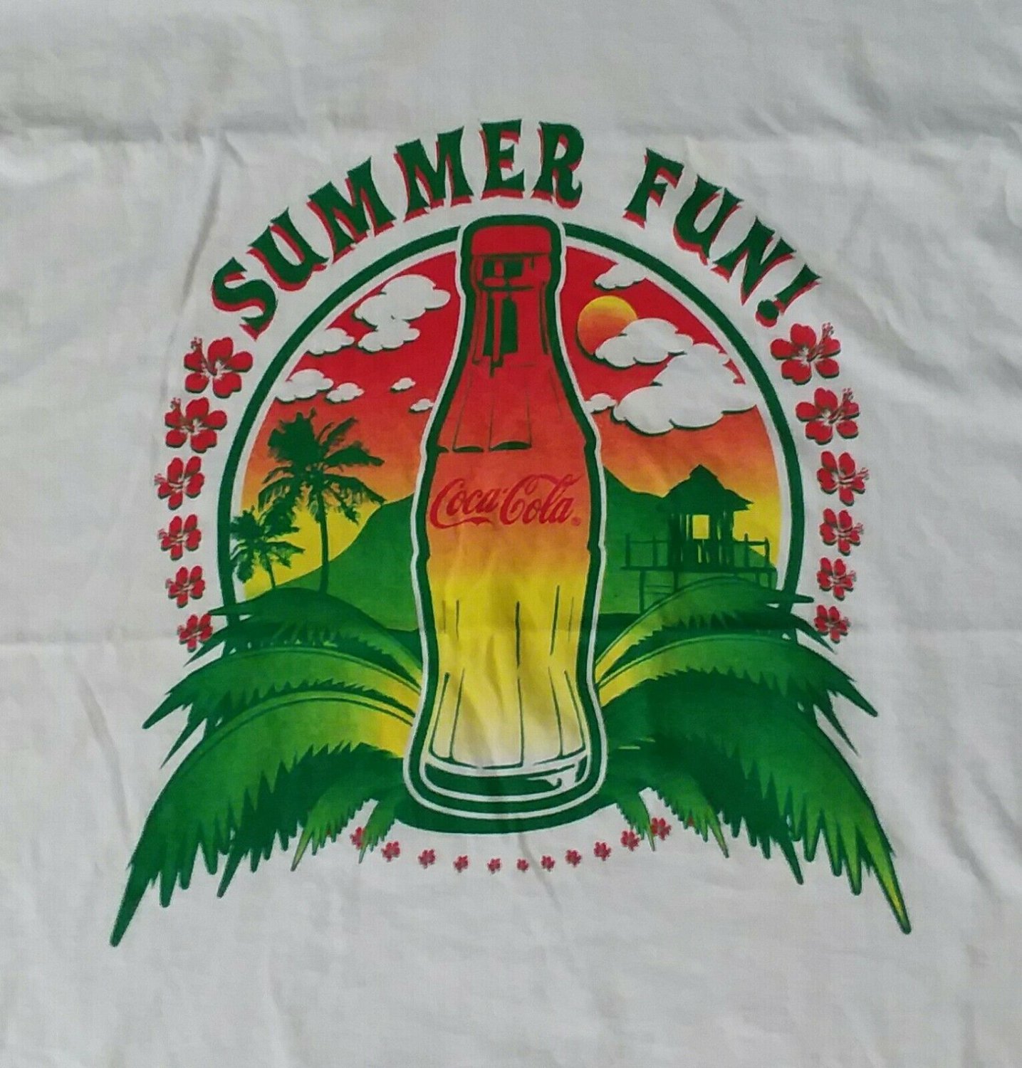 Coke Coca Cola Bottle Summer Fun rainbow fade t shirt XL hawaii tropical
