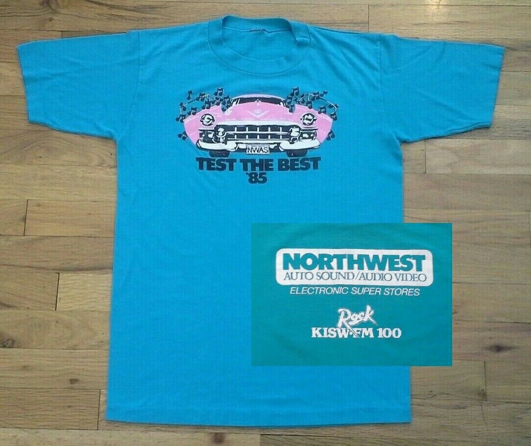 vintage 80s car t shirt small Audio Sound KISW Rock Radio Seattle