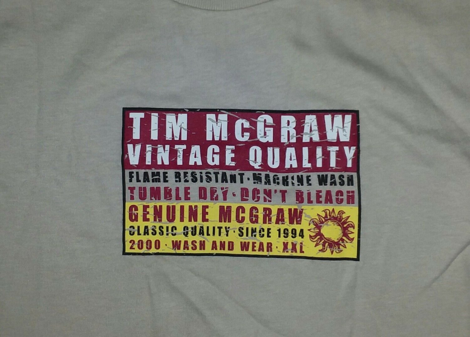 Tim McGraw Fashion Vintage Quality t shirt XL NEW country western garth brooks