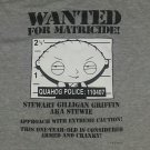 family guy STEWIE Quahog Police 100TH Episode gray t shirt L south park cartoon