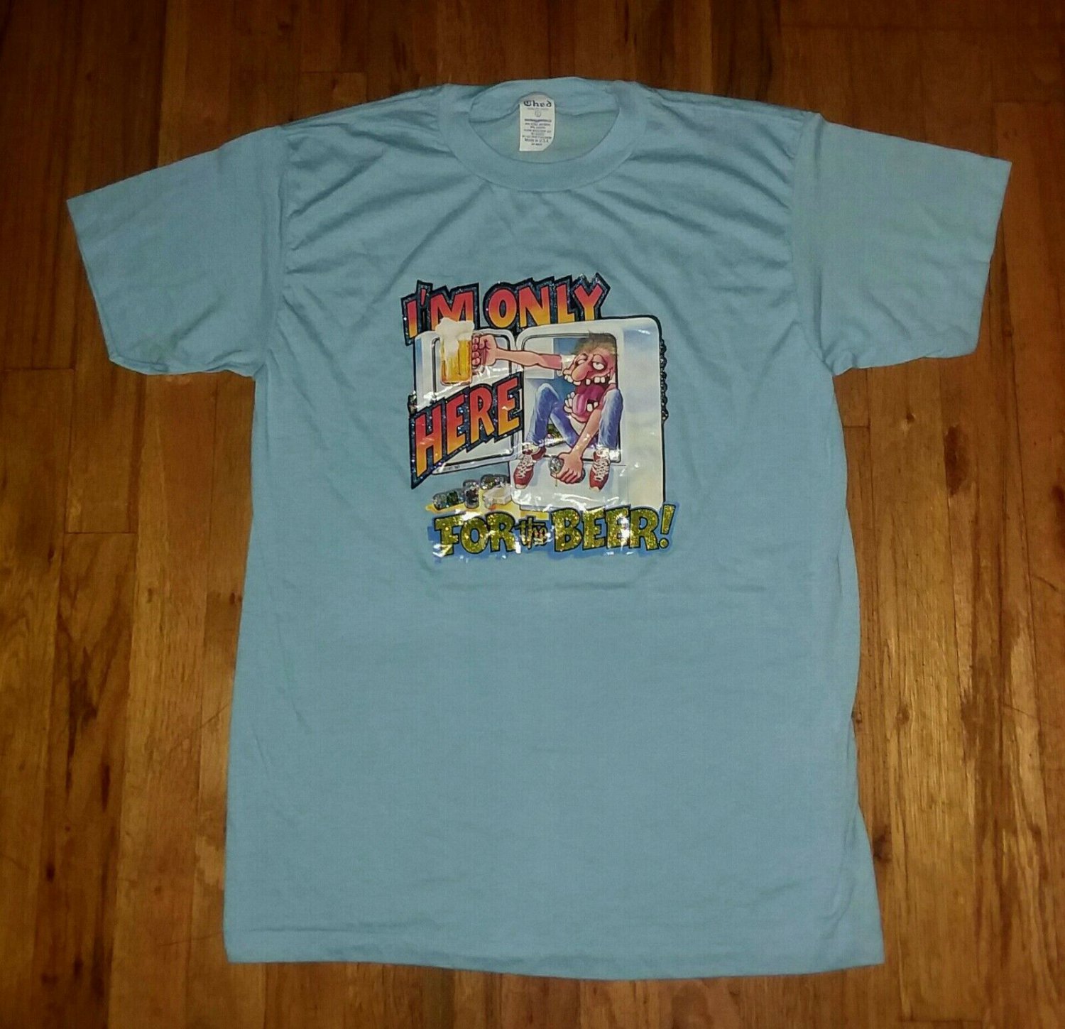 vintage Come for Beer funny party t shirt L 50/50 heat ransfer excellent