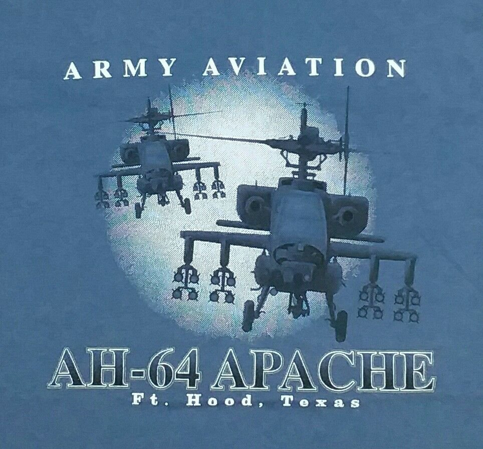 US ARMY AVIATION APACHE HELICOPTER FT HOOD TEXAS t shirt M Medium Military