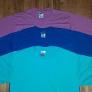 3 t shirt lot blank front back M medium 50/50 excellent blue purple light blue