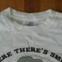 BAR-B-QUE BBQ BAR-B-Q Dad Where There's Smoke white t shirt M summer fun