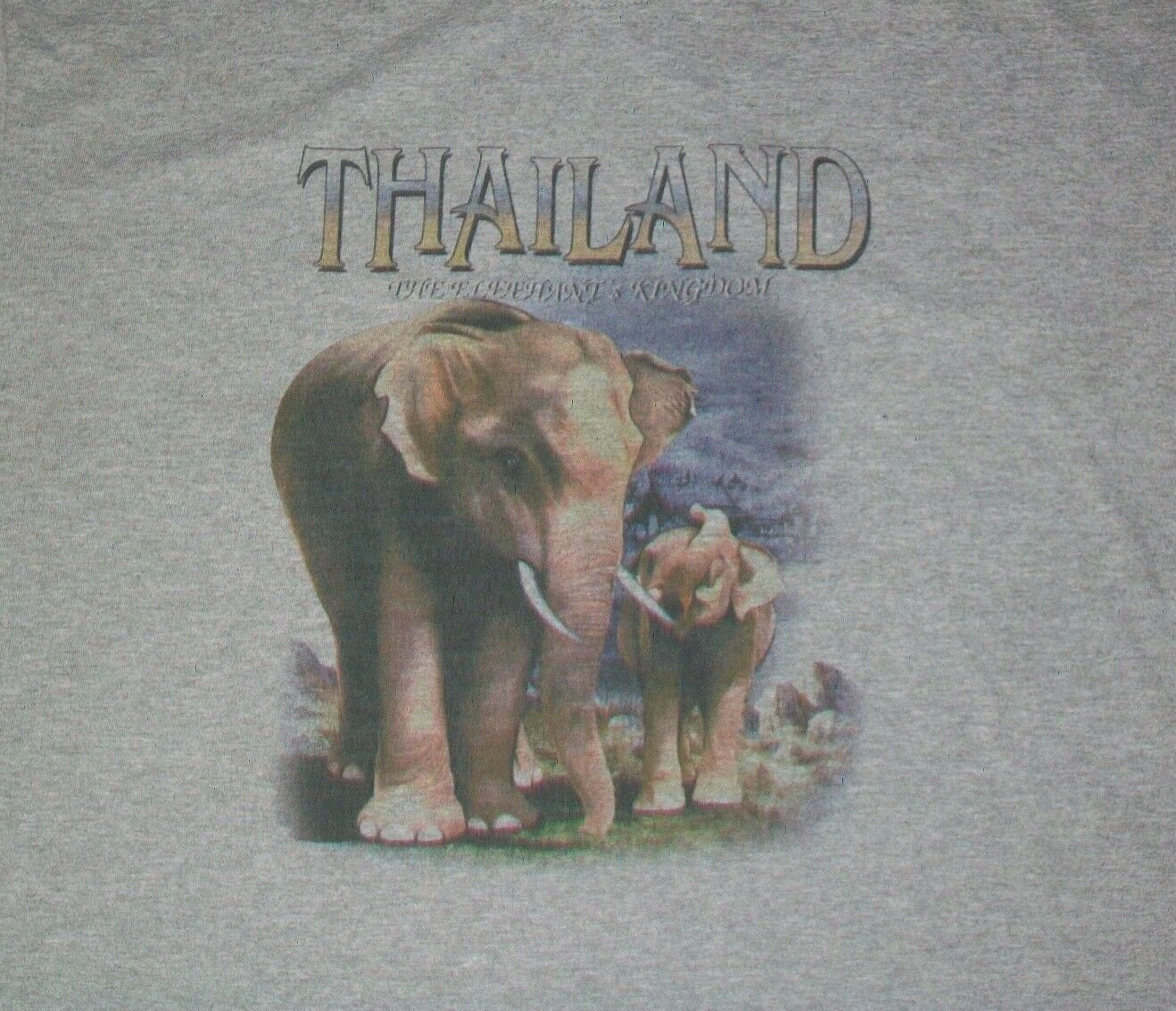 THAILAND ELEPHANT SOUVENIR VACATION gray t shirt XL animal asia jungle