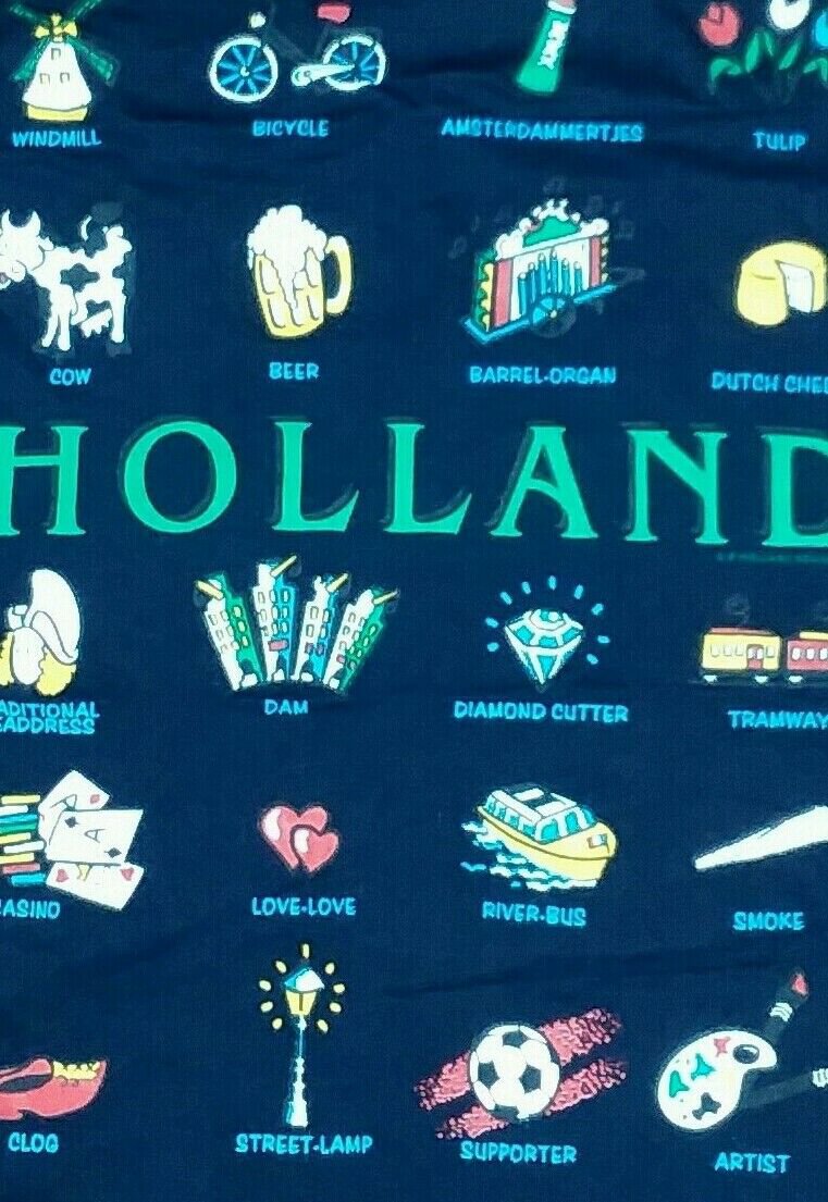 Holland Joint Tulips Beer souvenir vintage blue t shirt L europe vacation