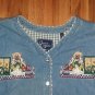 NEW Teddy Bear Embroider Stitched Denim shirt Womens medium NWT blue