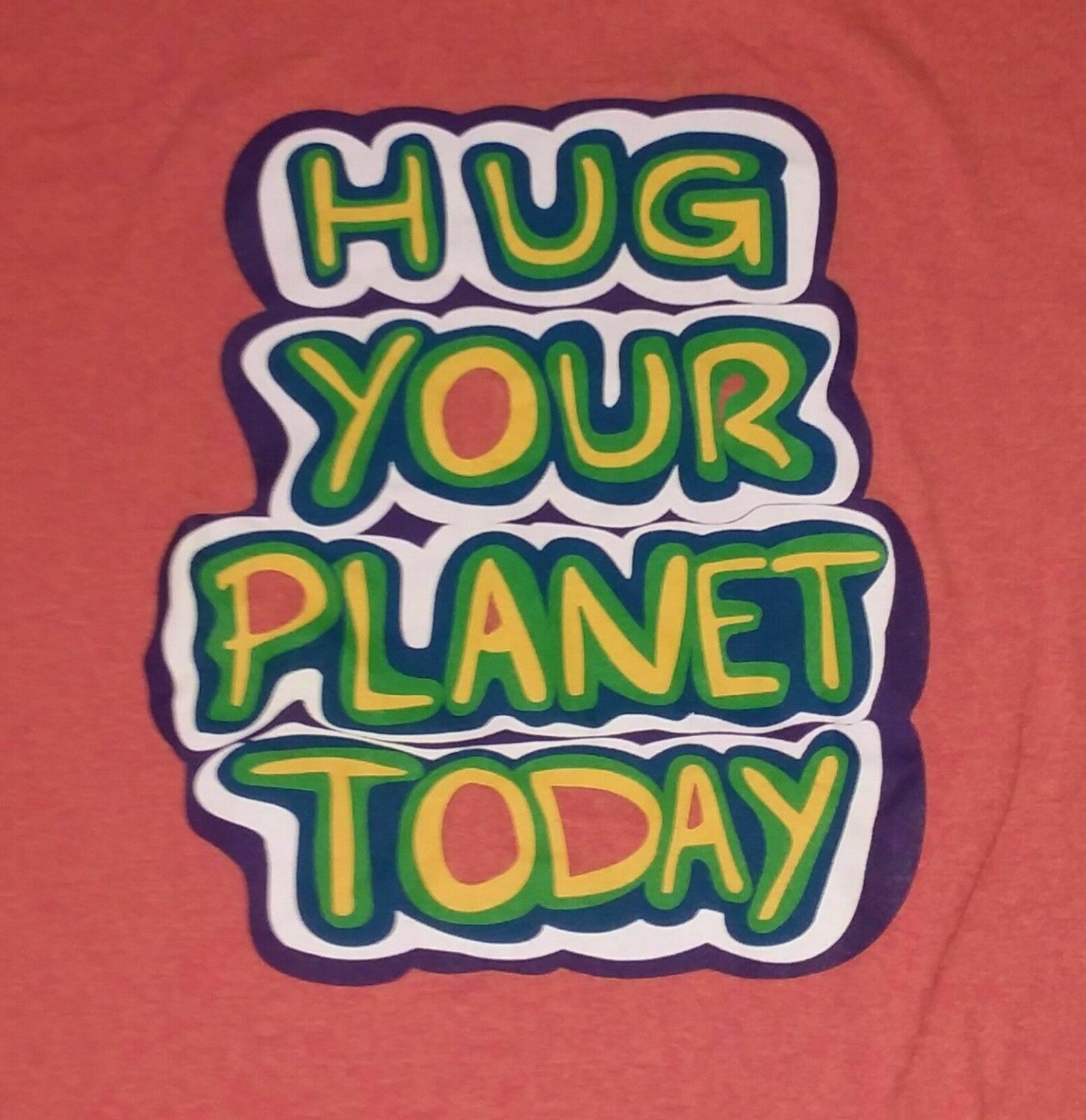Earth Day Peace Hug Your Planet Today t shirt L NEW orca whale hippie animal