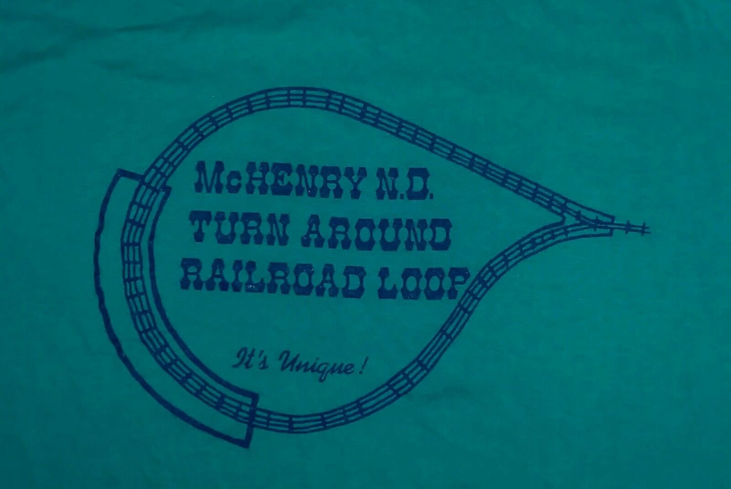 vintage Train Railroad Car Track Souvenir McHenrus Loop t shirt L 50/50 blue
