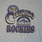 Colorado Rockies Baseball vintage gray purple ringer t shirt L denver broncos