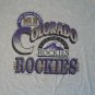 Colorado Rockies Baseball vintage gray purple ringer t shirt L denver broncos