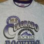 Colorado Rockies Baseball vintage gray purple ringer t shirt L denver broncos