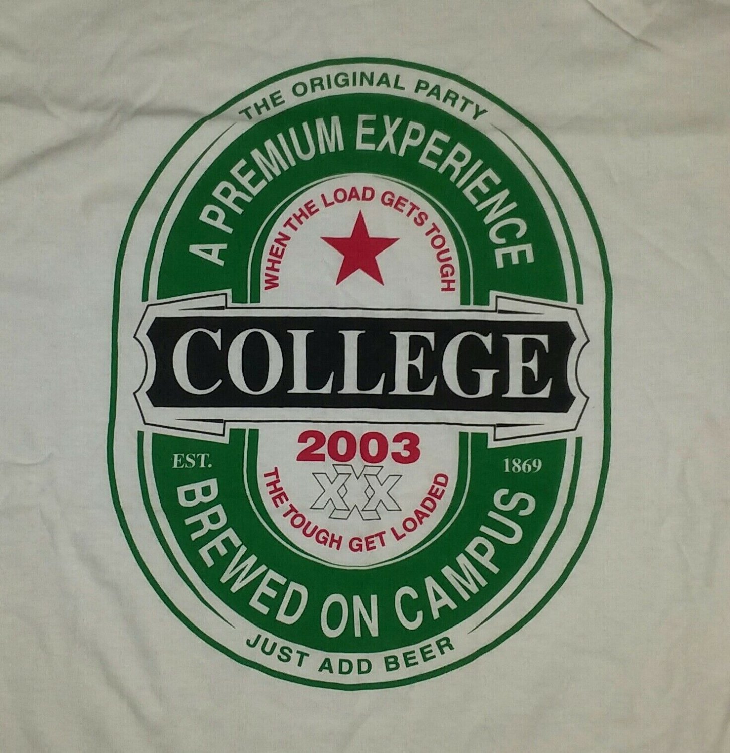 College Beer the Original Party Heineken Logo t shirt Small spring break drunk