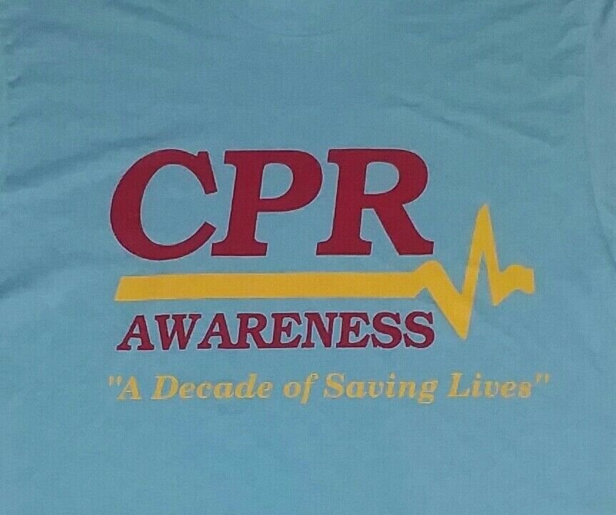 vintage nurse doctor CPR Awareness Saving Lives blue t shirt M medium excellent