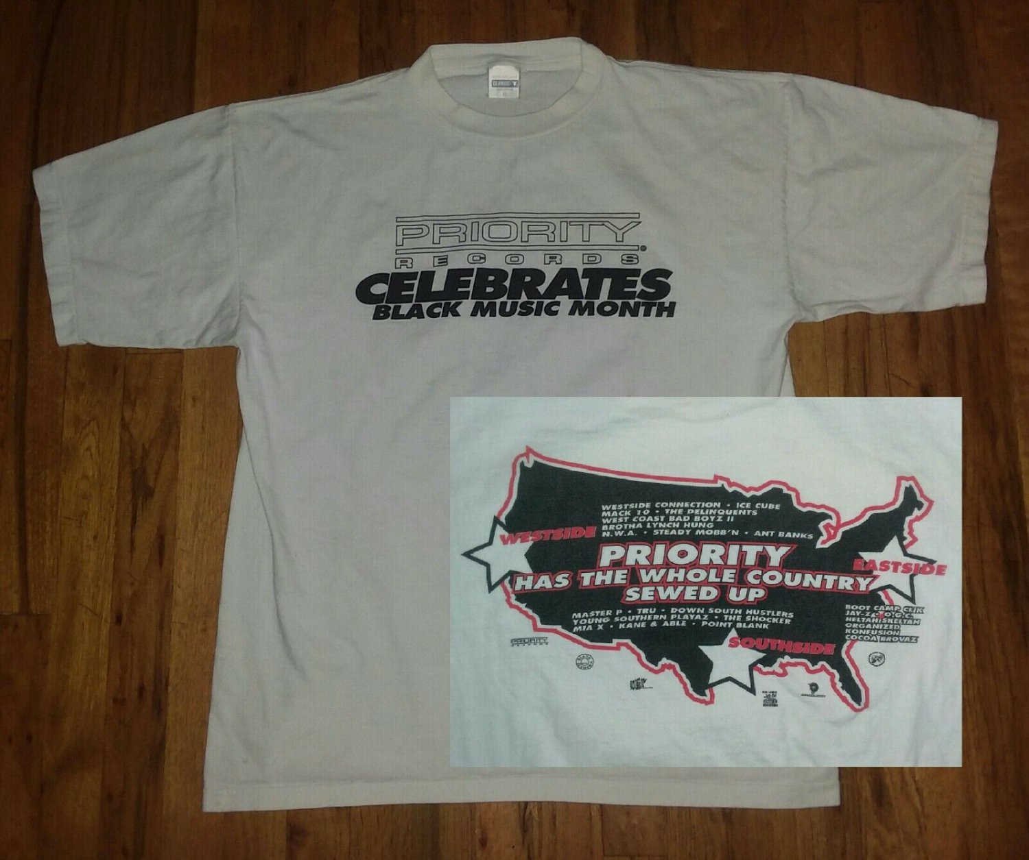 rare Ice Cube NWA Jay-Z Priority Records Celebrate Black Music t shirt XL rap