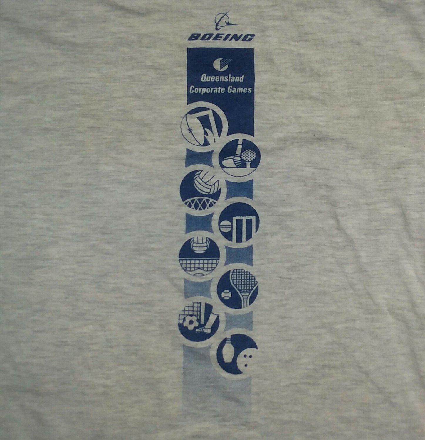 rare Boeing Australia Queensland Games t shirt XL jet plane 747 gray