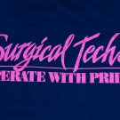 vintage Nurse Surgical Tech Doctor blue t shirt Small tight fit hot pink graphic
