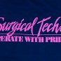vintage Nurse Surgical Tech Doctor blue t shirt Small tight fit hot pink graphic