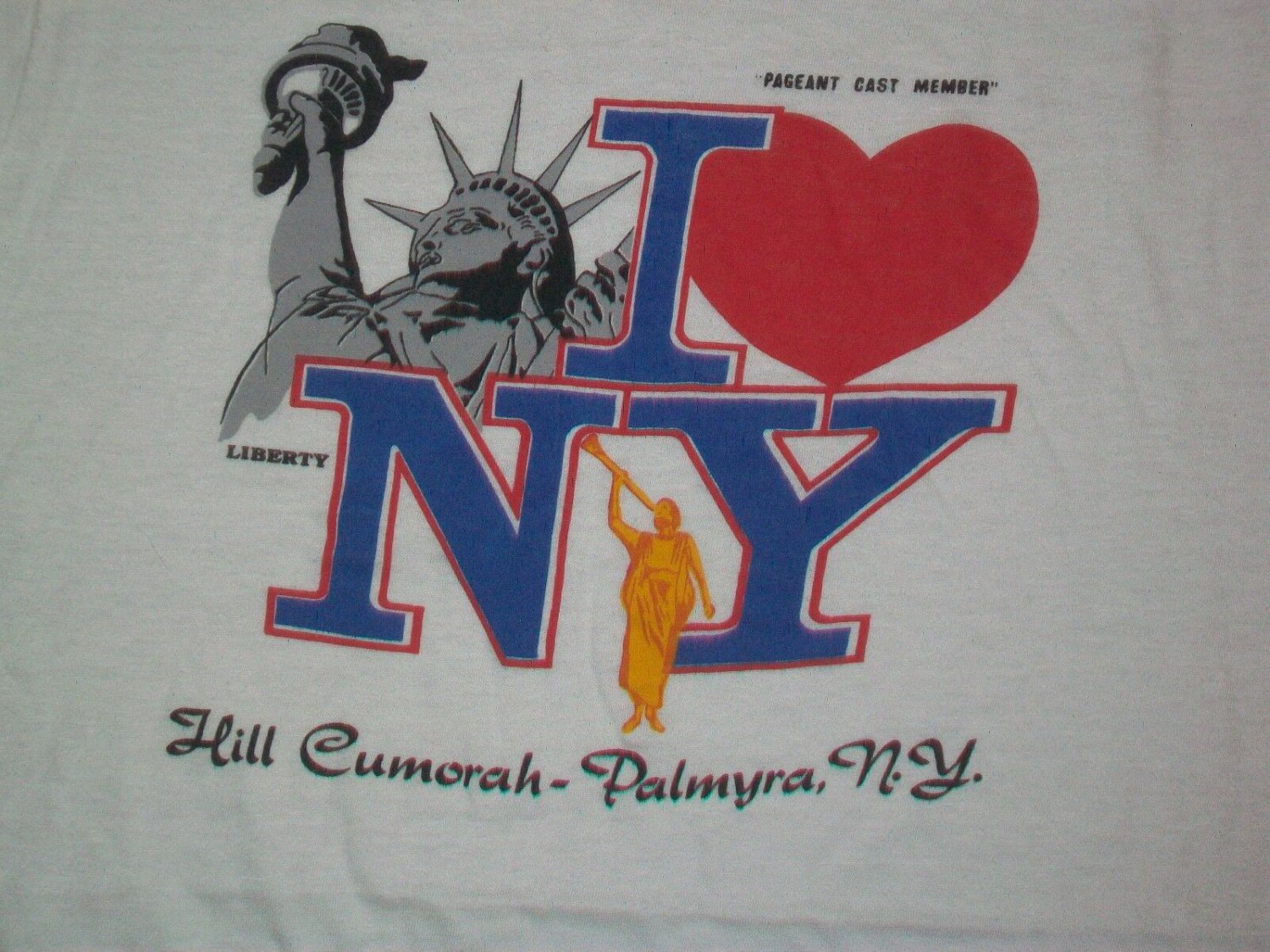 Love New York Statue Liberty Pageant vintage ringer t shirt XL 50/50 cot poly