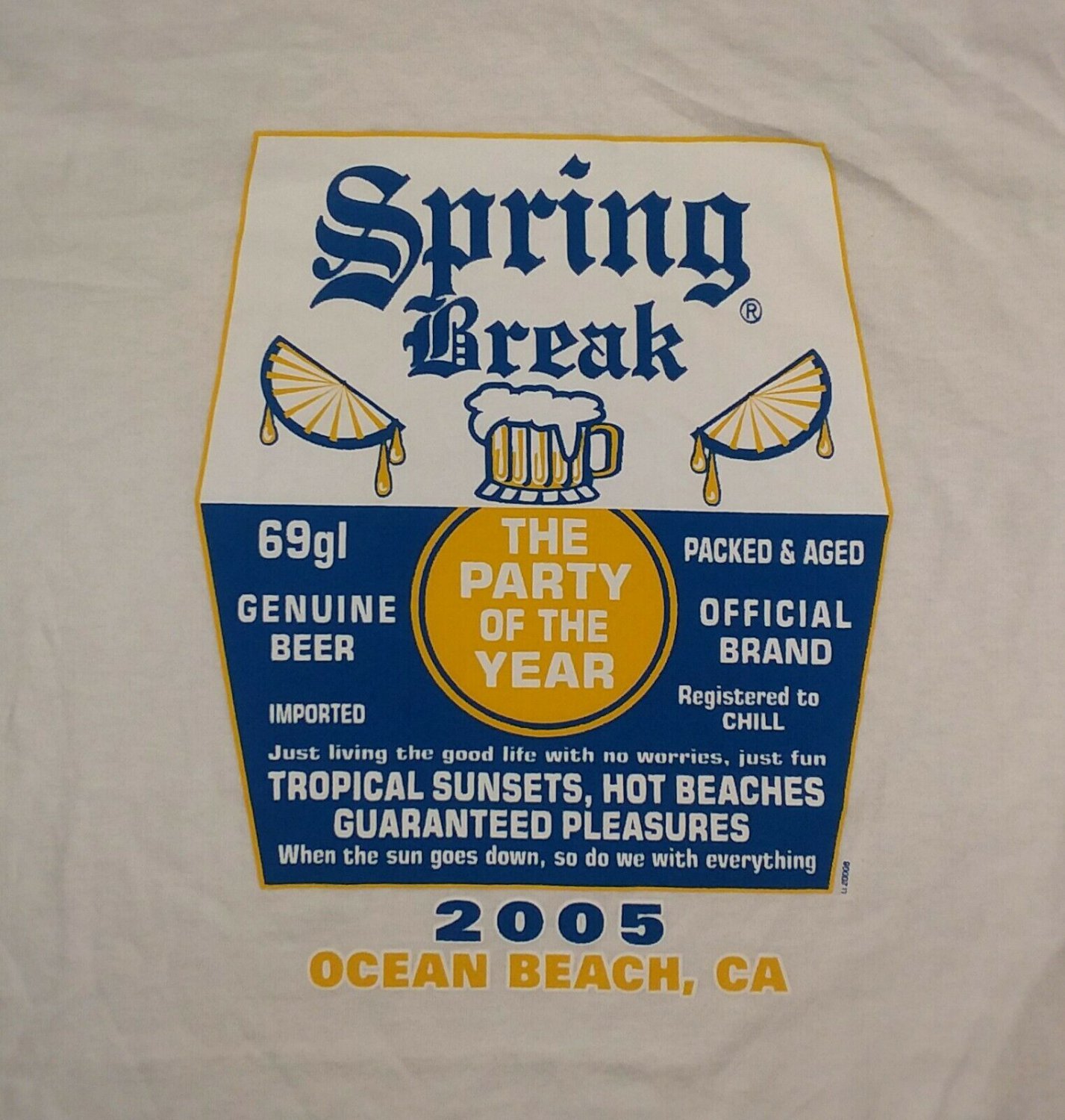 Spring Break Corona Beer college party of year t shirt L california alcohol fun