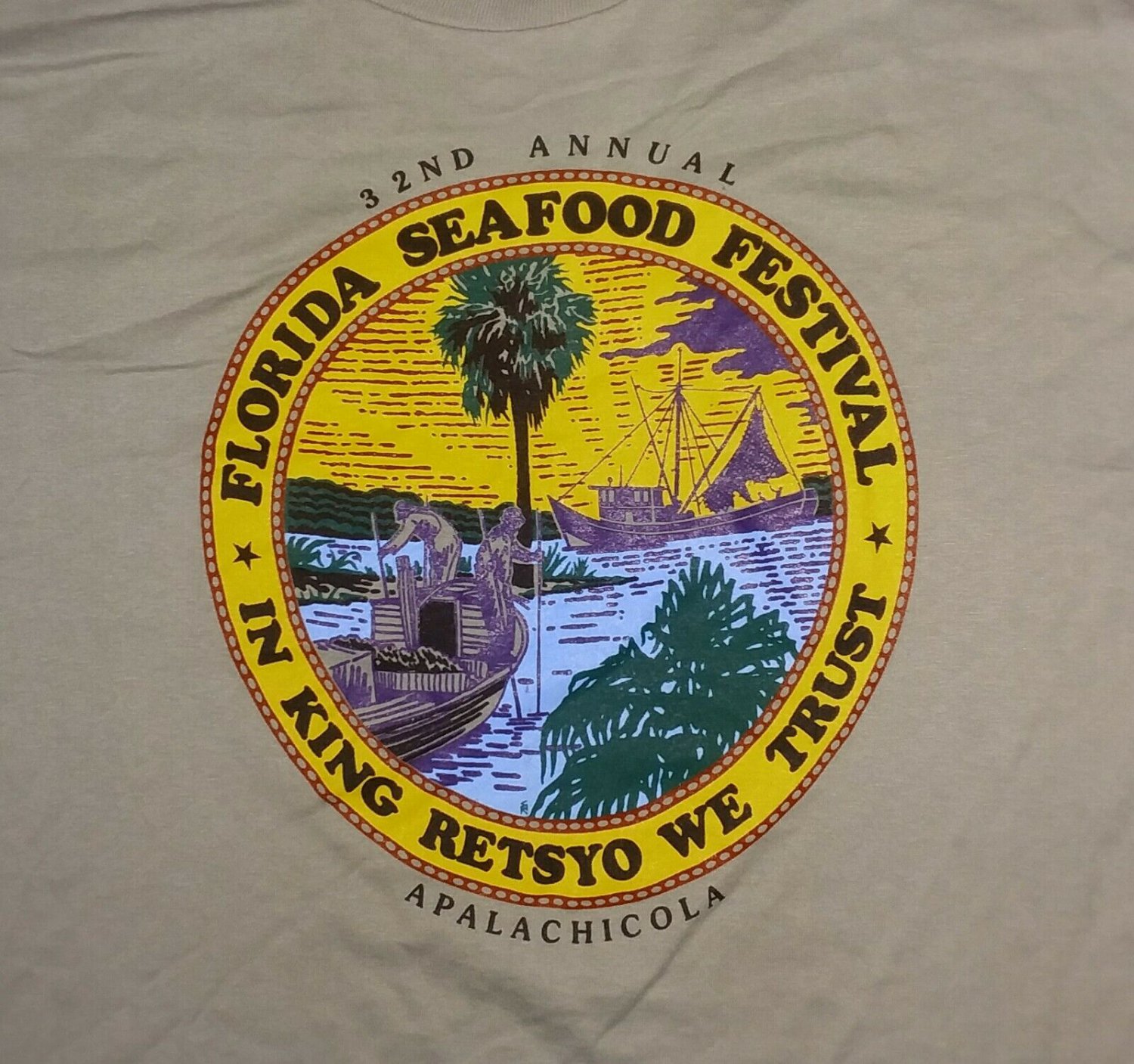 vintage Florida Seafood Fest King Reytso  Neptune Son t shirt XL 50/50 excellent
