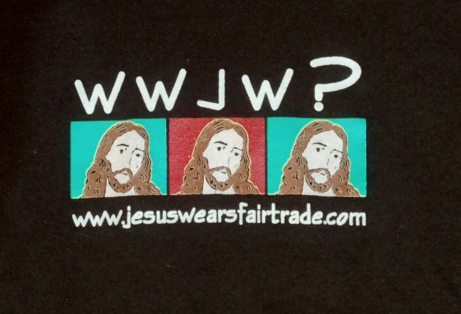 vintage What Would Jesus Wear Fairtade t shirt Small XS 50/50 God church cross