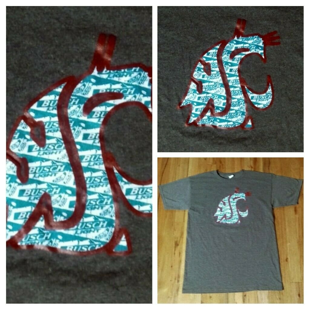 Washington State Cougars Busch Beer Logo t shirt M 50/50 football basketball