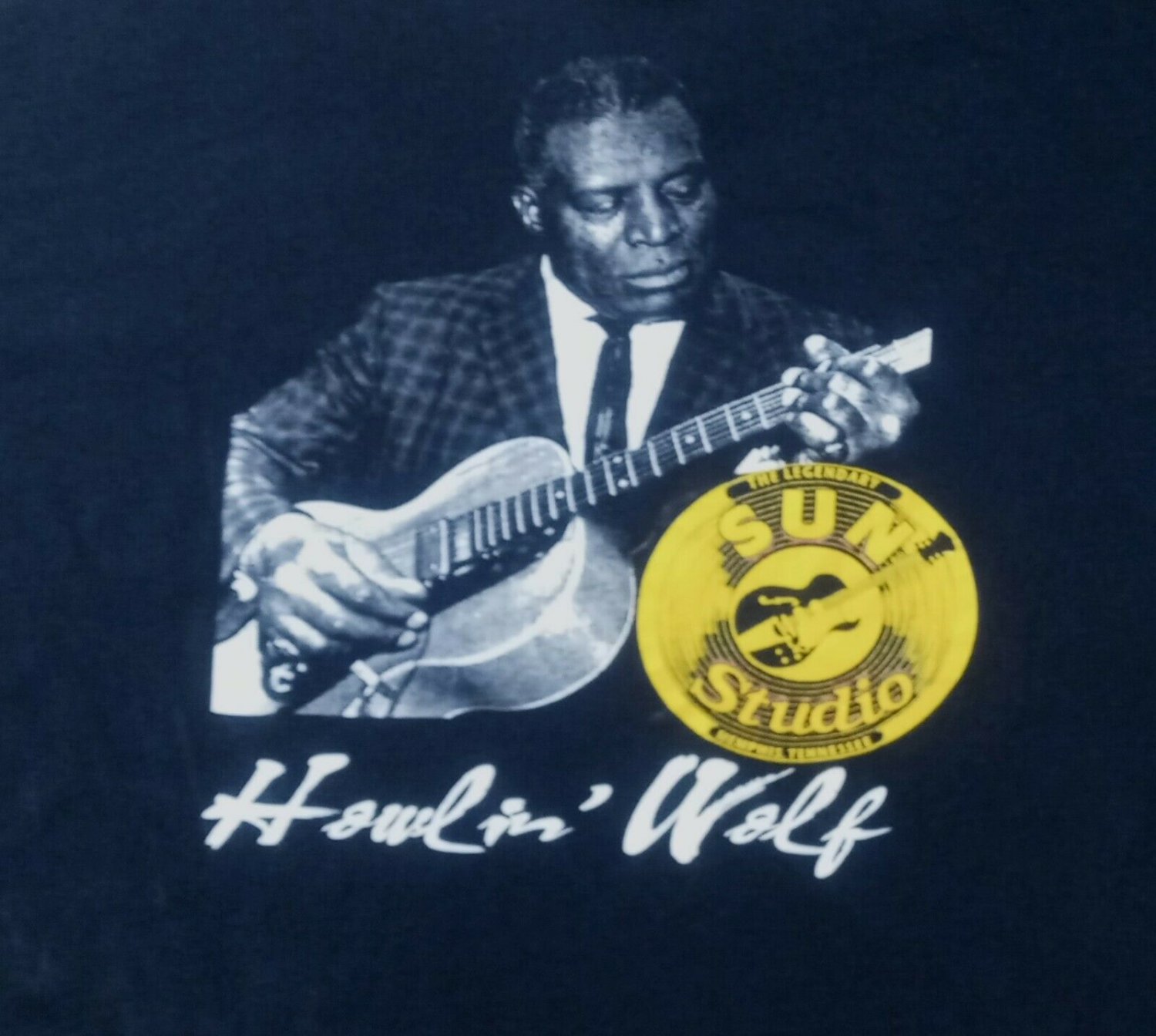 rare vintage Sun Studios Records Howlin' Wolf blues guitar t shirt ...