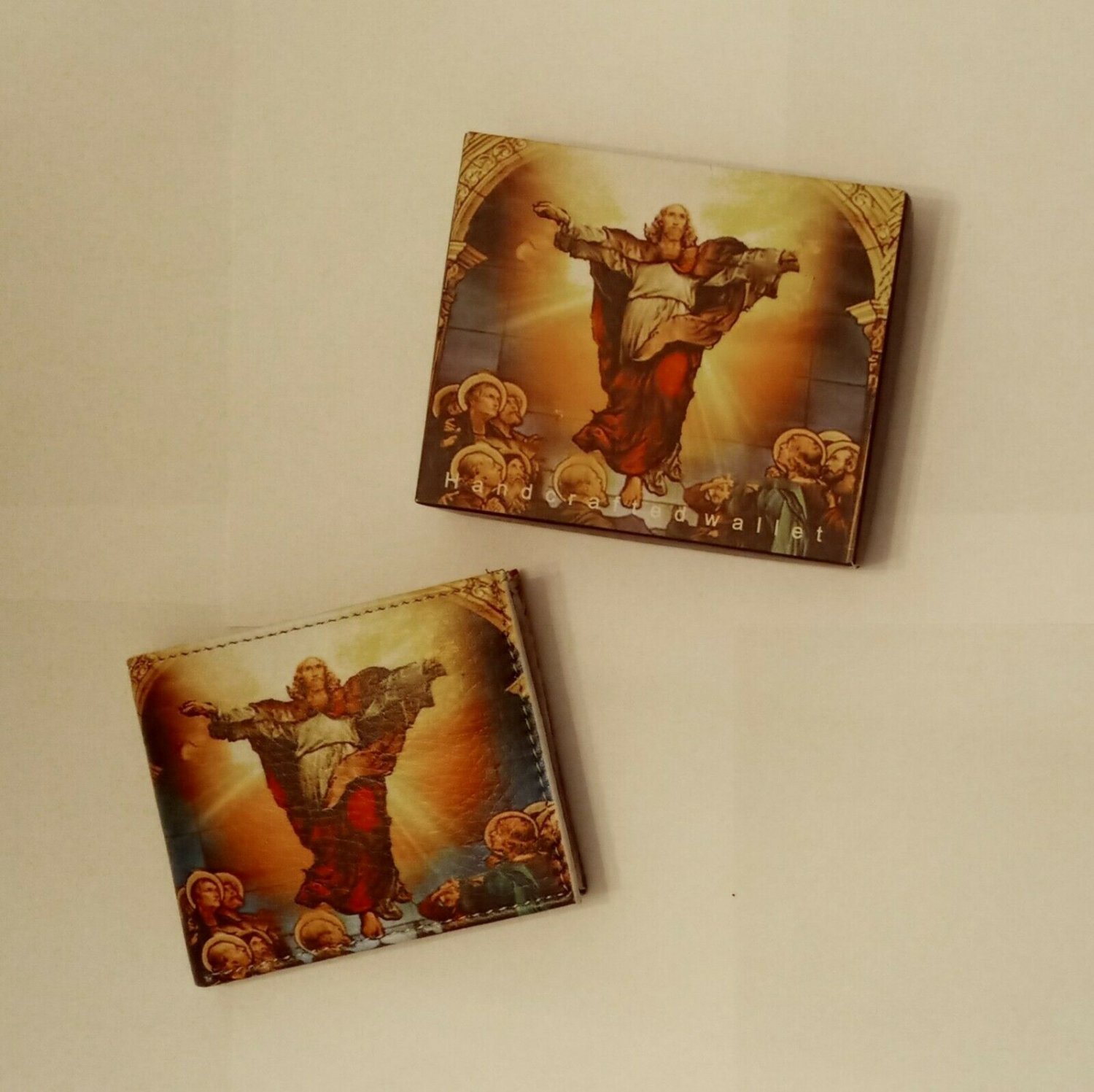 Jesus Christ Ascension Risen Wallet and Box Vegan Leather GOD Cross Bible chruch