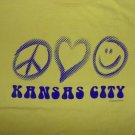 KANSAS CITY PEACE LOVE HAPPINESS SMILEY FACE SOUVENIR t shirt L chiefs royals
