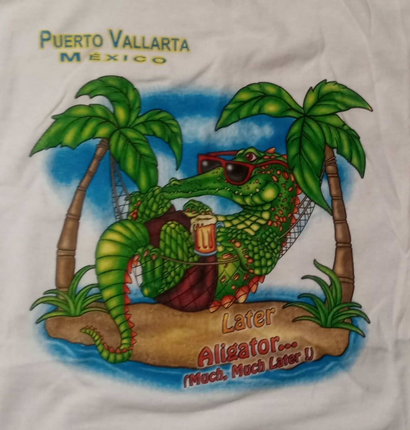 vintage Puerto Vallarta Later Gator Souvenir t shirt XL NEW nwot Deadstock thin