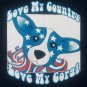 love My Country Corgi Red White Blue t shirt M dog animal flag 4th of july