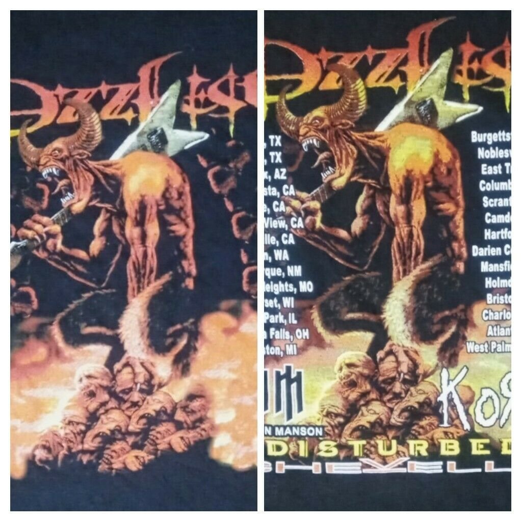 rare back Ozzy Korn Ozzfest Concert t shirt 2XL 3XL black sabbath iron maiden
