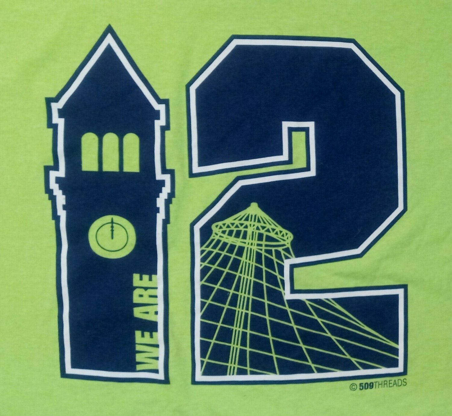 Seattle Seahawks Green We Are 12 Spokane t shirt 2XL 50/50 NEW Russell Wilson