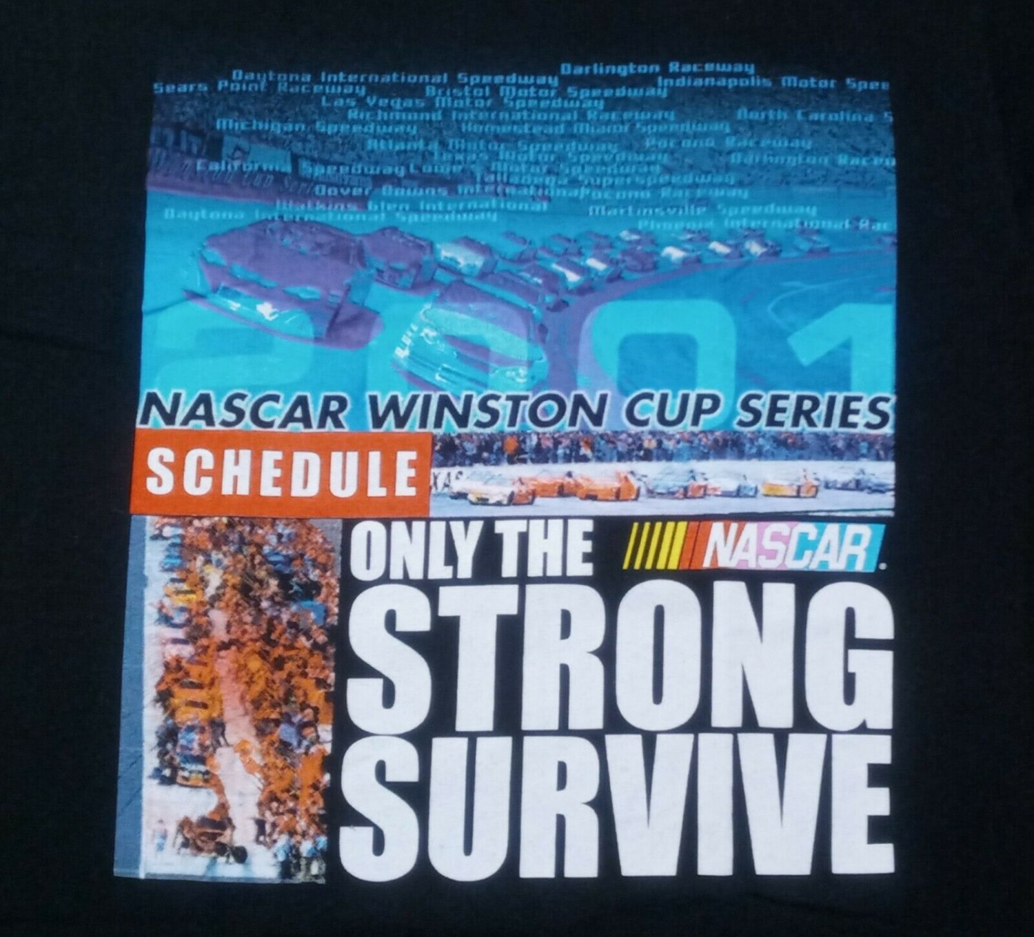 vintage Nascar Winston Cup Schedule t shirt L Chevy Ford Mopar Camaro hot rod