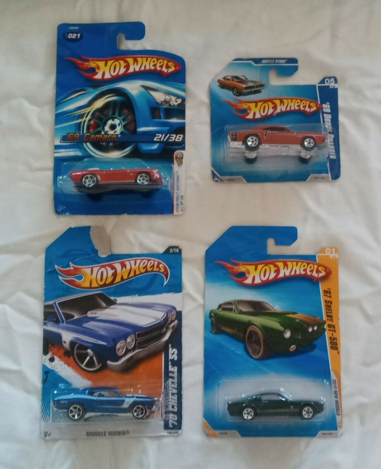 Hot wheels 4 muscle car lot Camaro Mustang Shelby Dodge Charger Chevelle