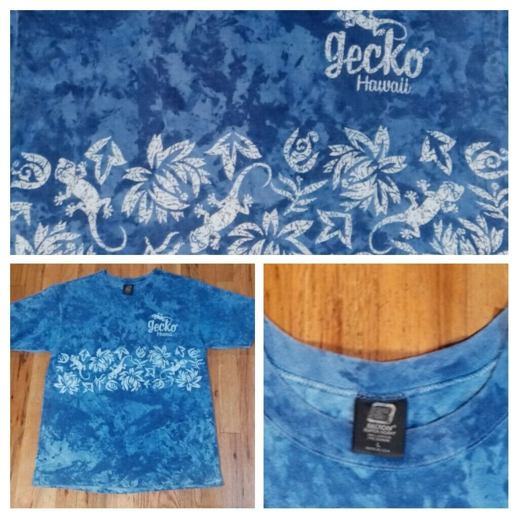 vintage Gecko Hawaii Flowers Lizard tie dye t shirt L Belton tag