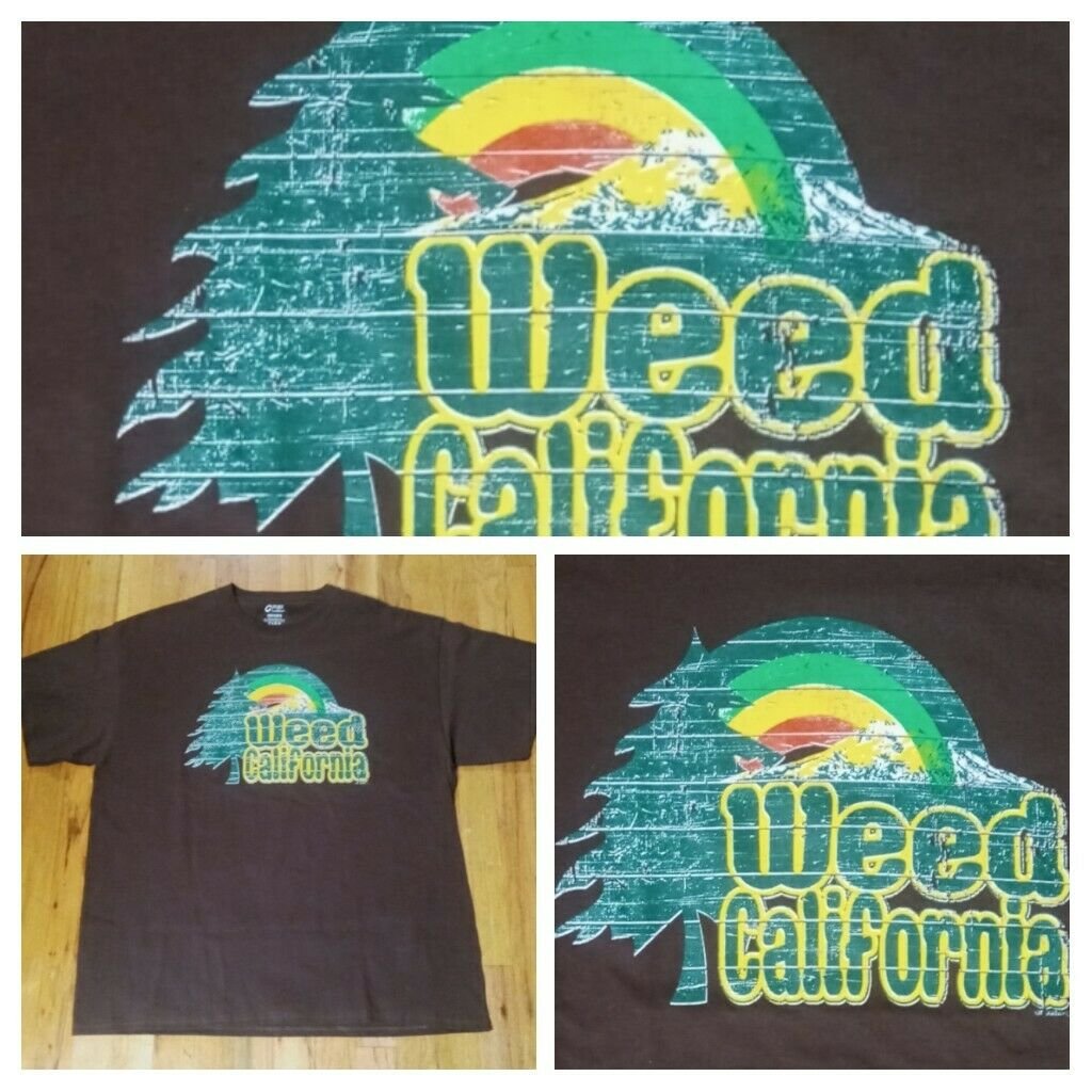 Weed California Mountain Rainbow Souvenir t shirt XL NEW nwot retro logo