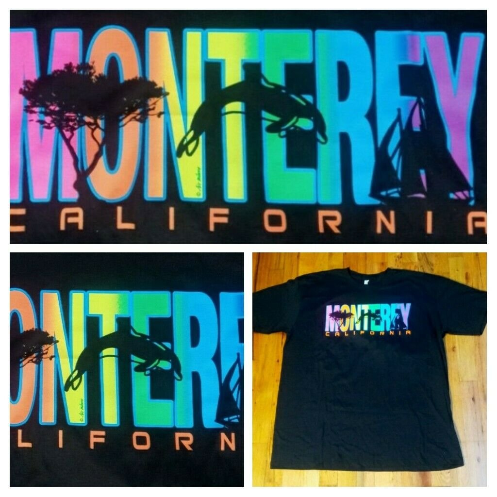 Monterey California Orca Sailboat Rainbow Fade t shirt XL souvenir ocean beach