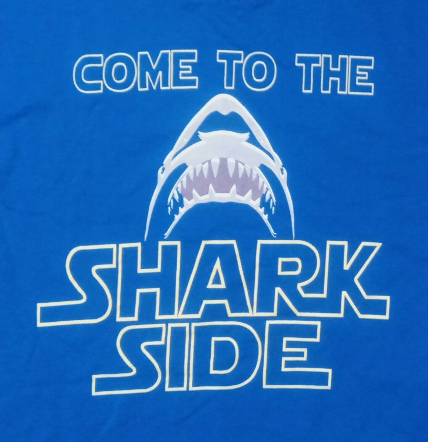 Star Wars Jaws Parody Come to the Shark Side rare blue t shirt Darth Vader