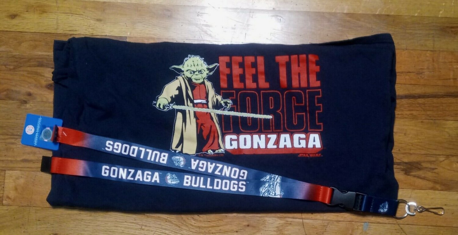 Star Wars Yoda Feel the Force Gonzaga Bulldogs t shirt and Lanyard XL Basketball