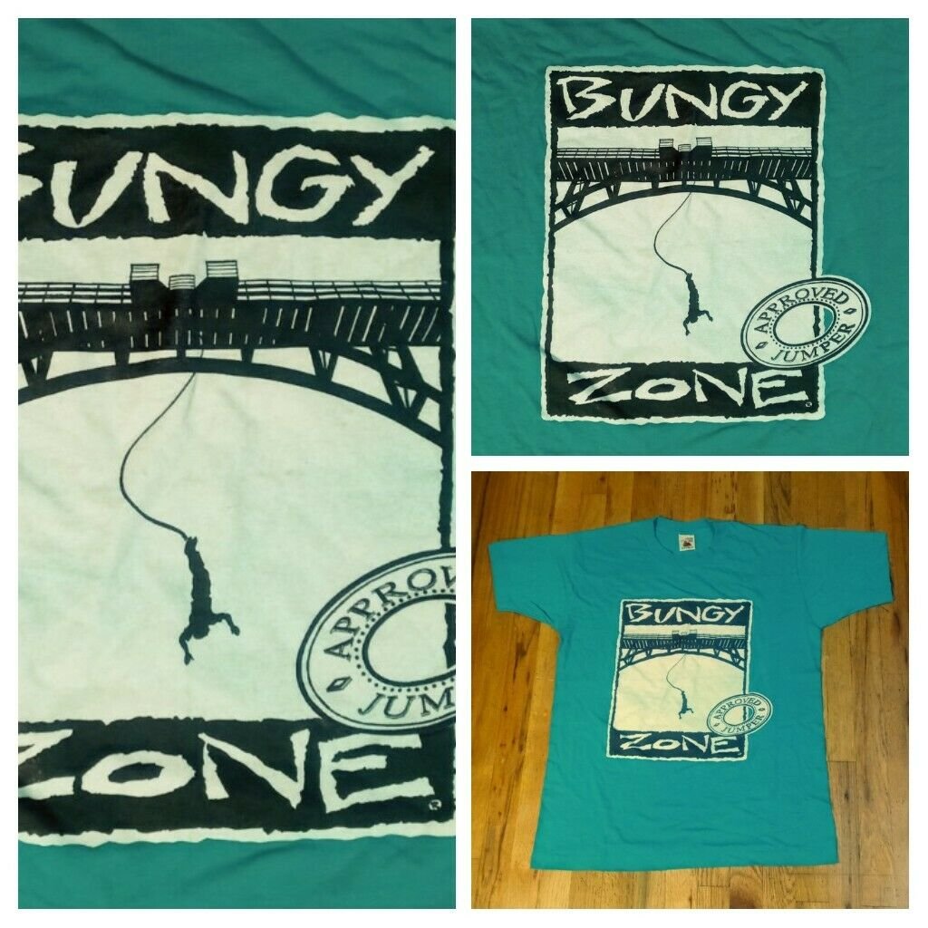 vintage Canada Bungy Cord Zone Approved Jumper t shirt L bungee souvenir