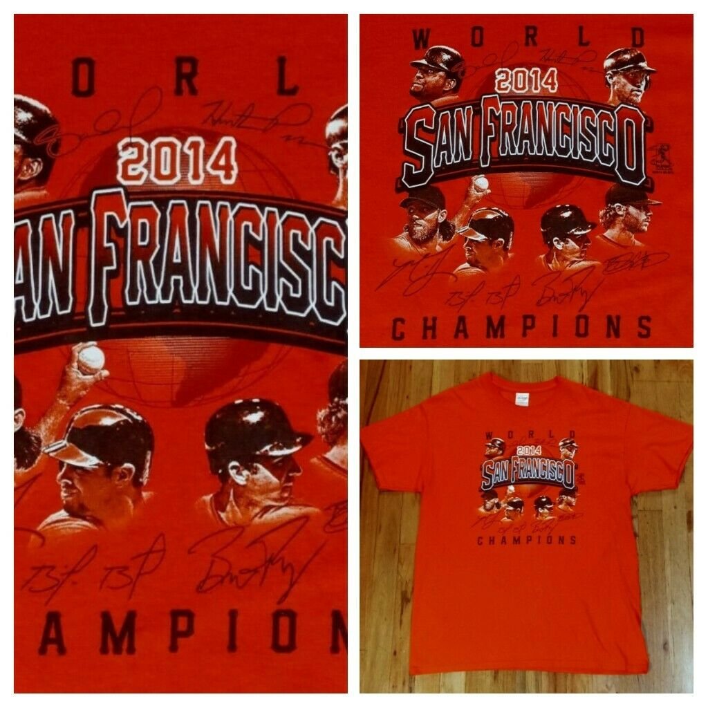 San Francisco Giants World Series Champs Roster t shirt L NEW Hunter Pence