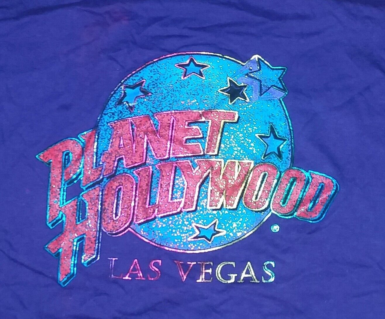 Planet Hollywood Las Vegas purple t shirt M Medium rock n roll Arnold terminator