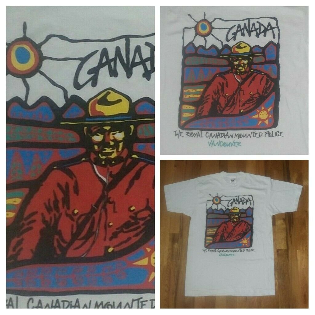 vintage Canada Police RCMP Art Vancouver t shirt L single Stitch