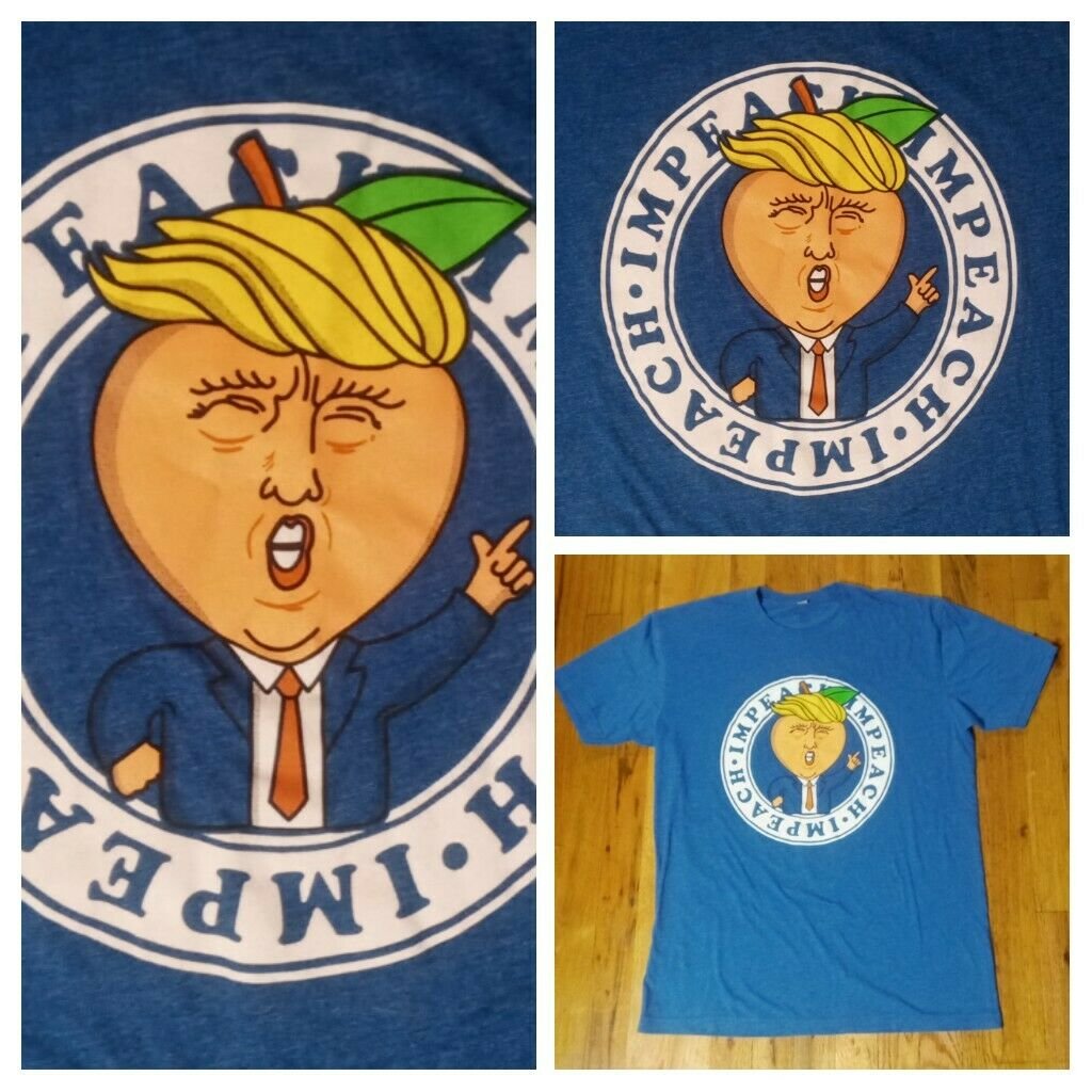 Impeach Trump peach head funny t shirt M new nwot blue
