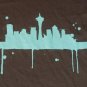 Seattle Skyline Cityscape Blue Drip t shirt L new Seahawks Mariners supersonics